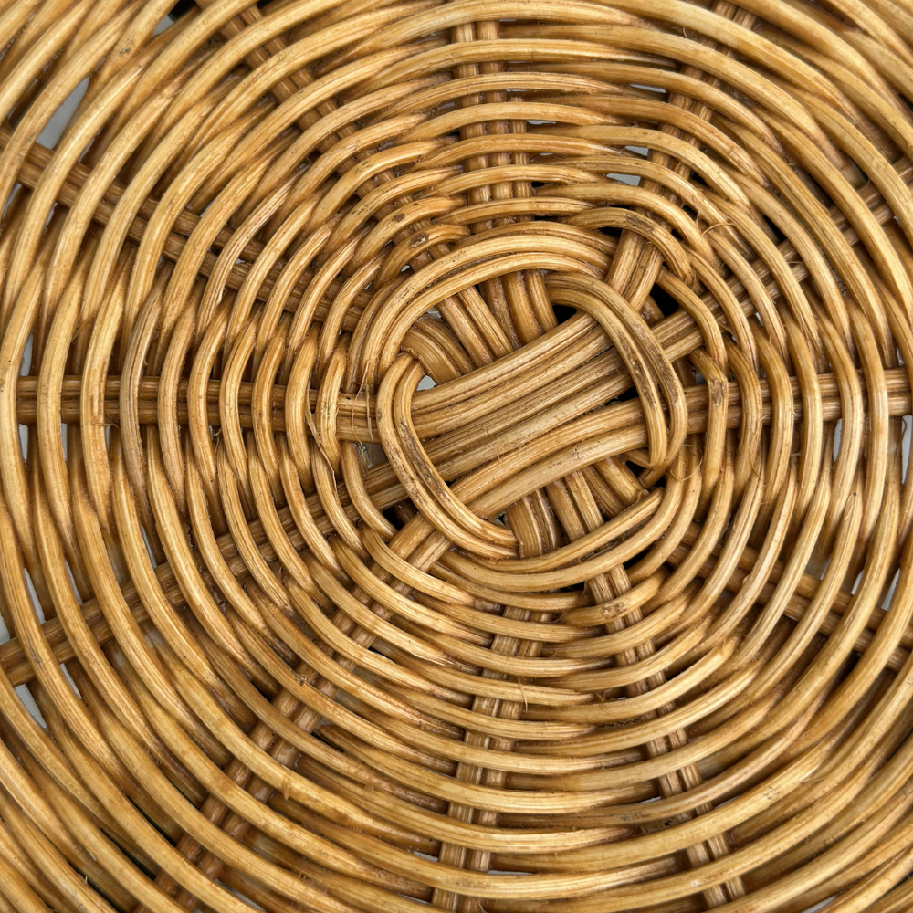 Tressé Rattan Örgülü Demir Oval Sehpa