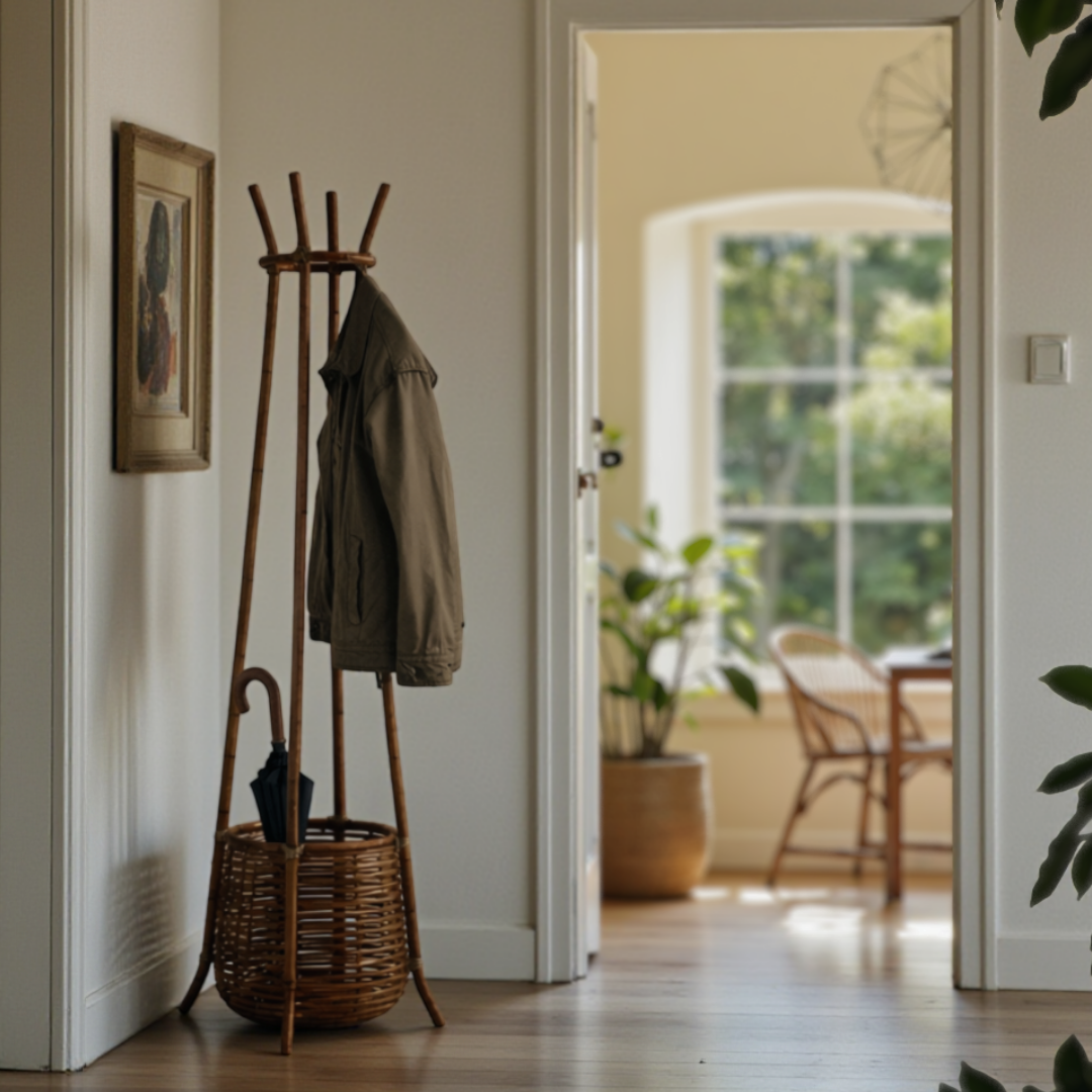 Chunk Doğal Koyu Rattan Sepetli Askılık