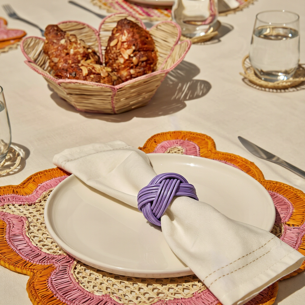 Apéro Dokuma Rattan 4'lü Peçete Halkası Seti
