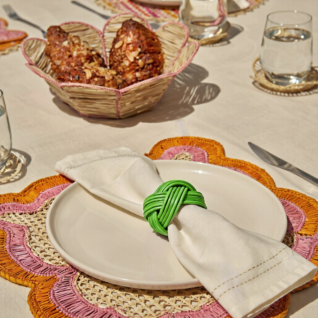 Apéro Dokuma Rattan 4'lü Peçete Halkası Seti