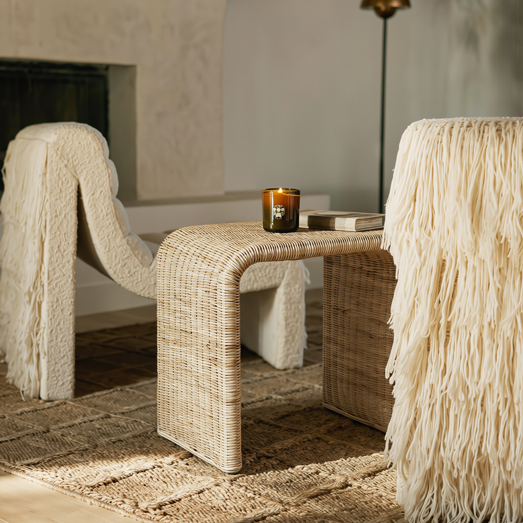 Flax Doğal Rattan Sehpa/Tabure